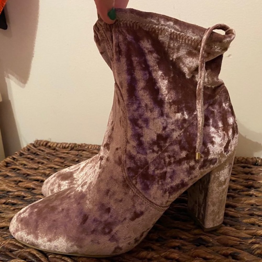 Pink Velvet Boots | Size: 9